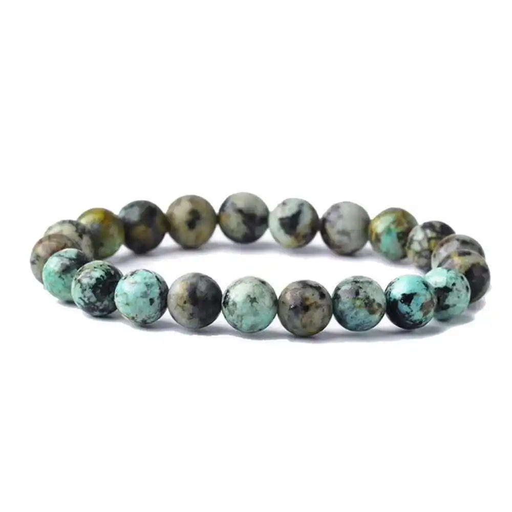 

8mm Beautiful Natural African Turquoise Lucky Bracelet Taseel Thanksgiving Day Spirituality Fancy Colorful Meditation Elegant