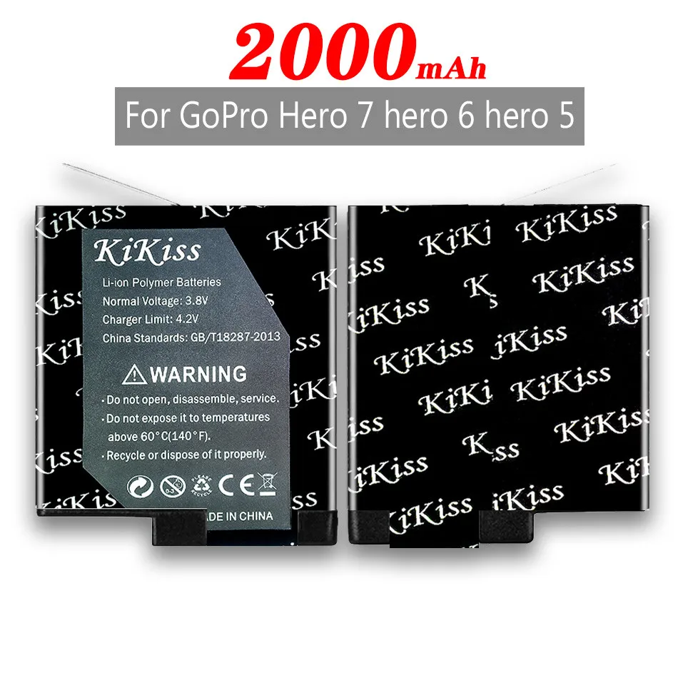 

KiKiss Battery 2000mAh for GoPro AHDBT-501 Hero 7 Hero 6 Hero 5 Hero5 Hero6 Hero7 for Go Pro Hero 7 6 5 Black Camera