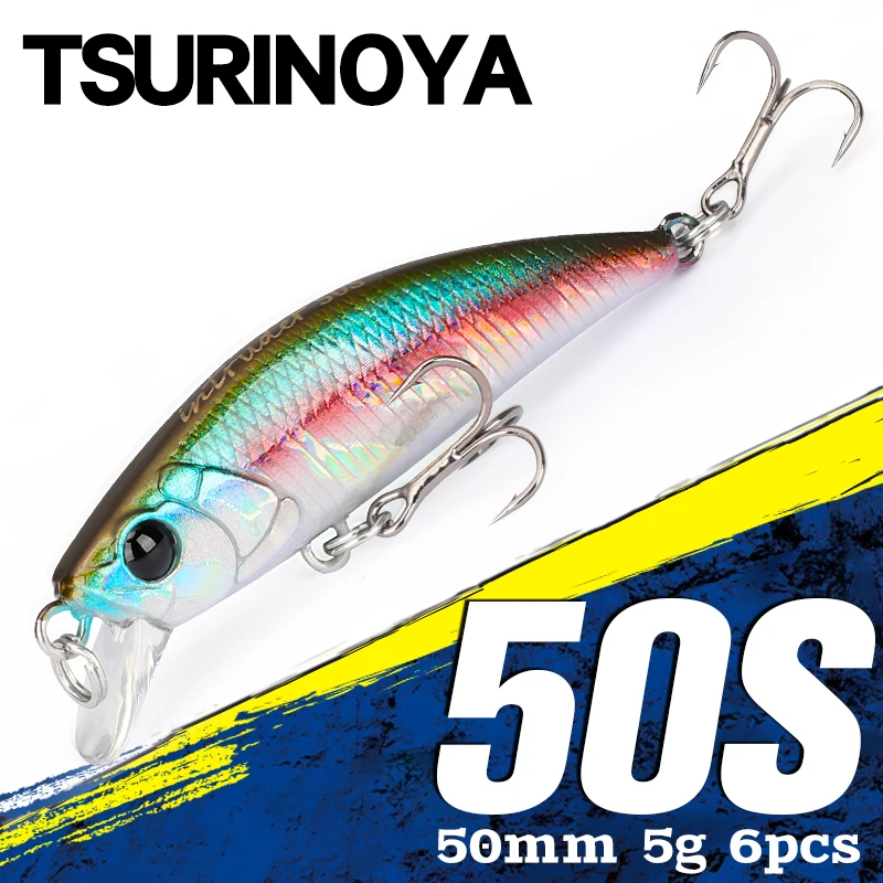 

TSURINOYA Hot Sale 50S Fishing Lure Sinking Minnow INTRUDER 50mm 5g Set 6Pcs Trout Hard Baits Jerkbait Perch Pike Bass Wobbler