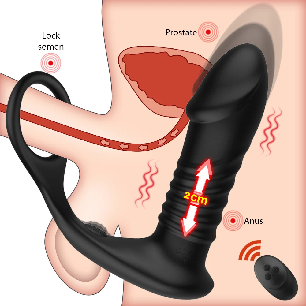

Thrusting Vibrator For Men Prostate Stimulation Anus Massager Cock Ring Anal Butt Plug Dildo Vibrators Sex Toys For Adult Gay