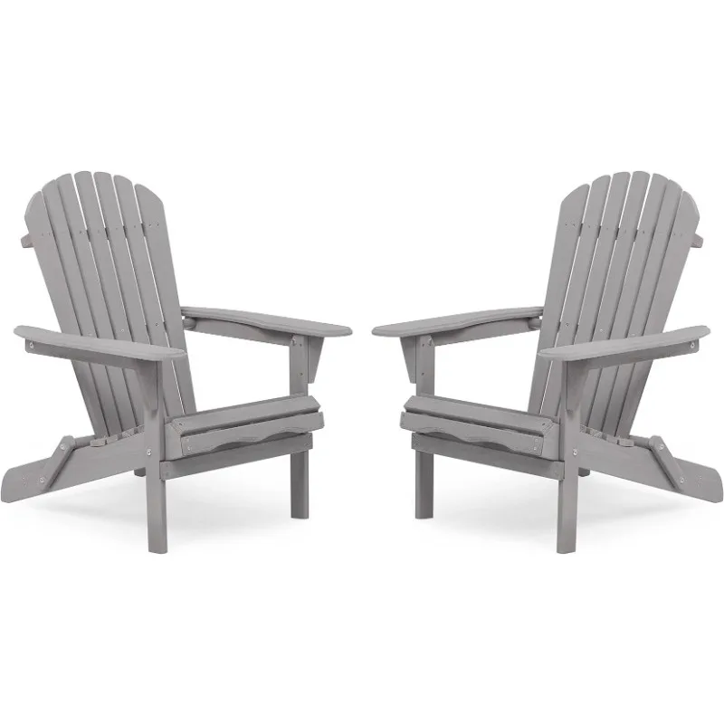 

Folding Adirondack Chair, Half Pre-Assembled Wood Patio Lounge Chair for Outdoor Garden Backyard Porch Pool Deck Firepit