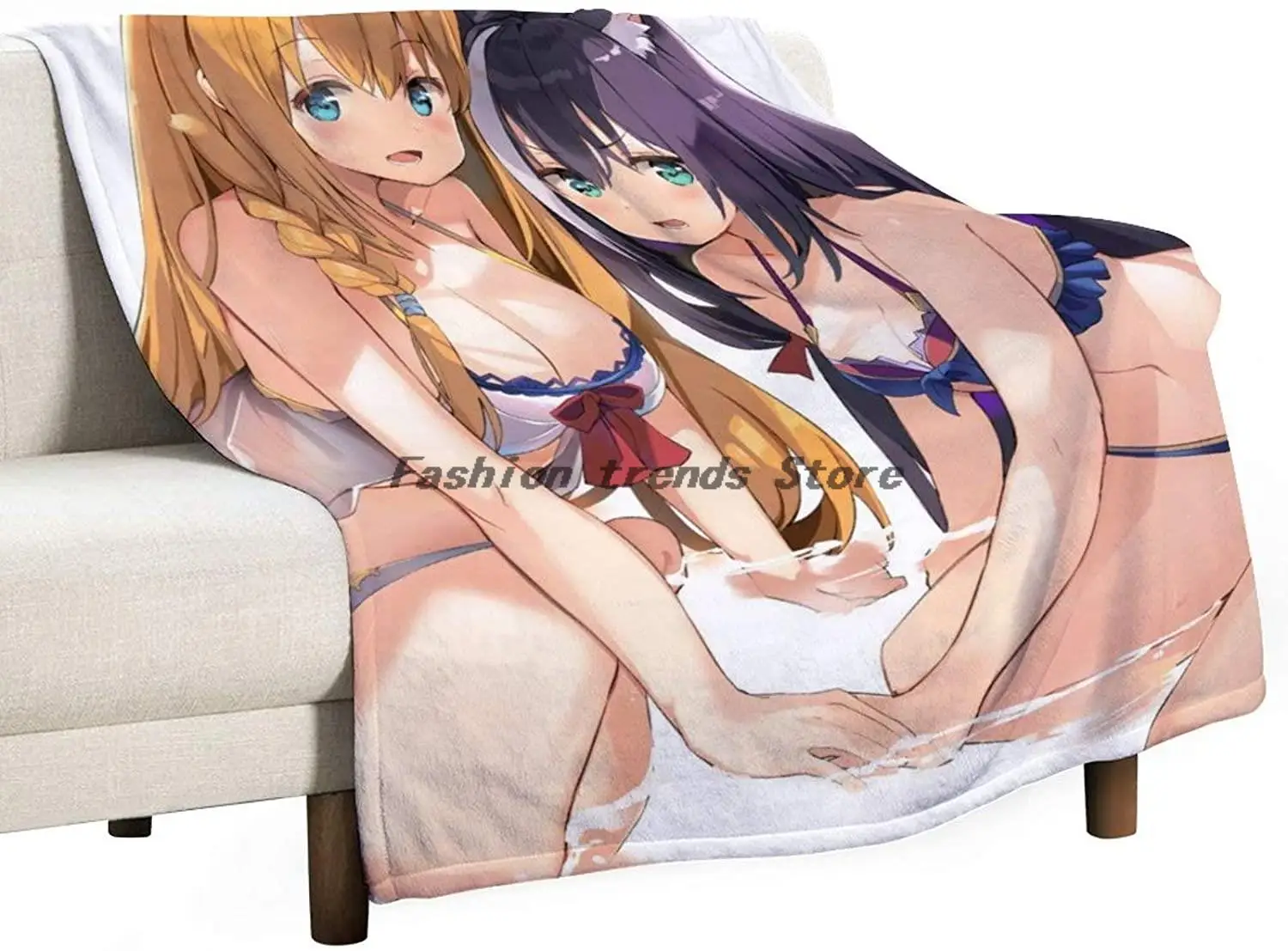 

3D Printed Blanket | Anime Cute Bikini Swimsuit Cartoon Characters Blanket Quilt | Soft Plush Fleece Sherpa Throw Blanket Gift