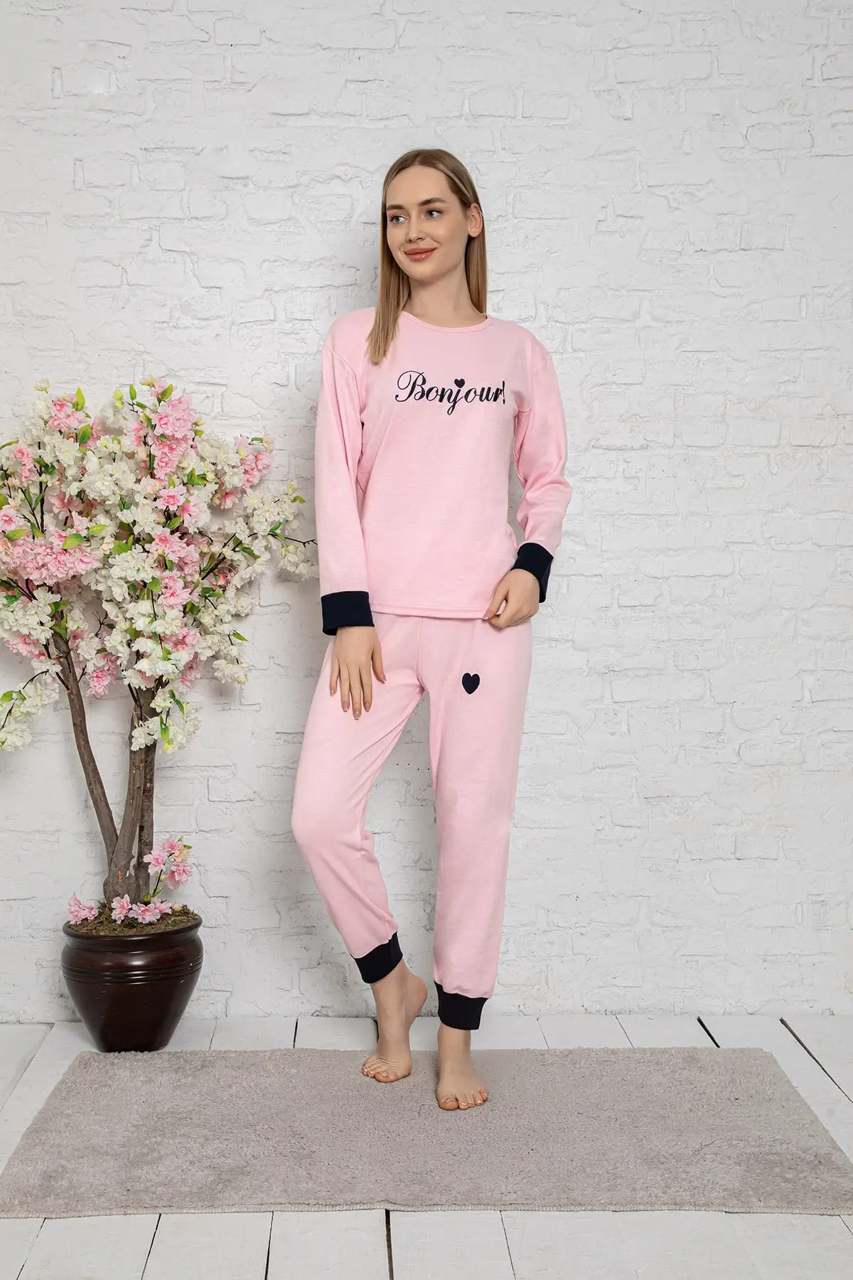 

Women's Pajamas Light Pink Interlock Fabric (_ V2) Sleep Lounge Pajamas Nightwear Sleepwear Night Suit Casual Home Clothing