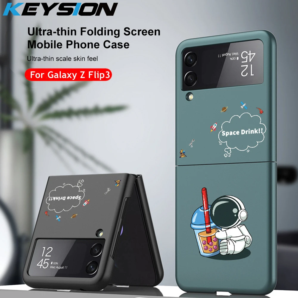 

Чехол KEYSION с мультяшным рисунком для Samsung Galaxy Z Flip 3 5G астронавт, милый Жесткий пластиковый Чехол для задней панели телефона для Galaxy Z Flip 3