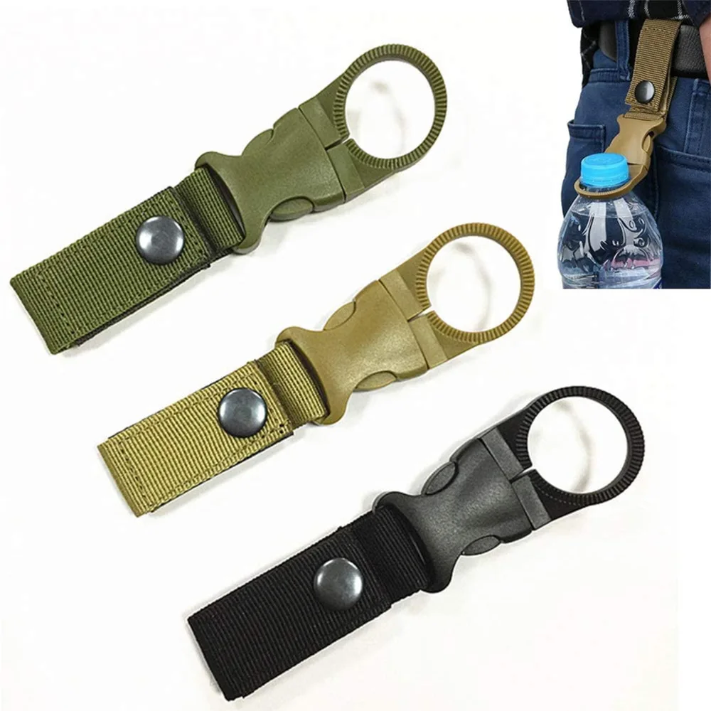 

Water Bottle Holder Clip outdoor Camping Hiking Water Bottle Nylon Webbing Buckle Hook Carabiner Belt Backpack Hanger Hooks