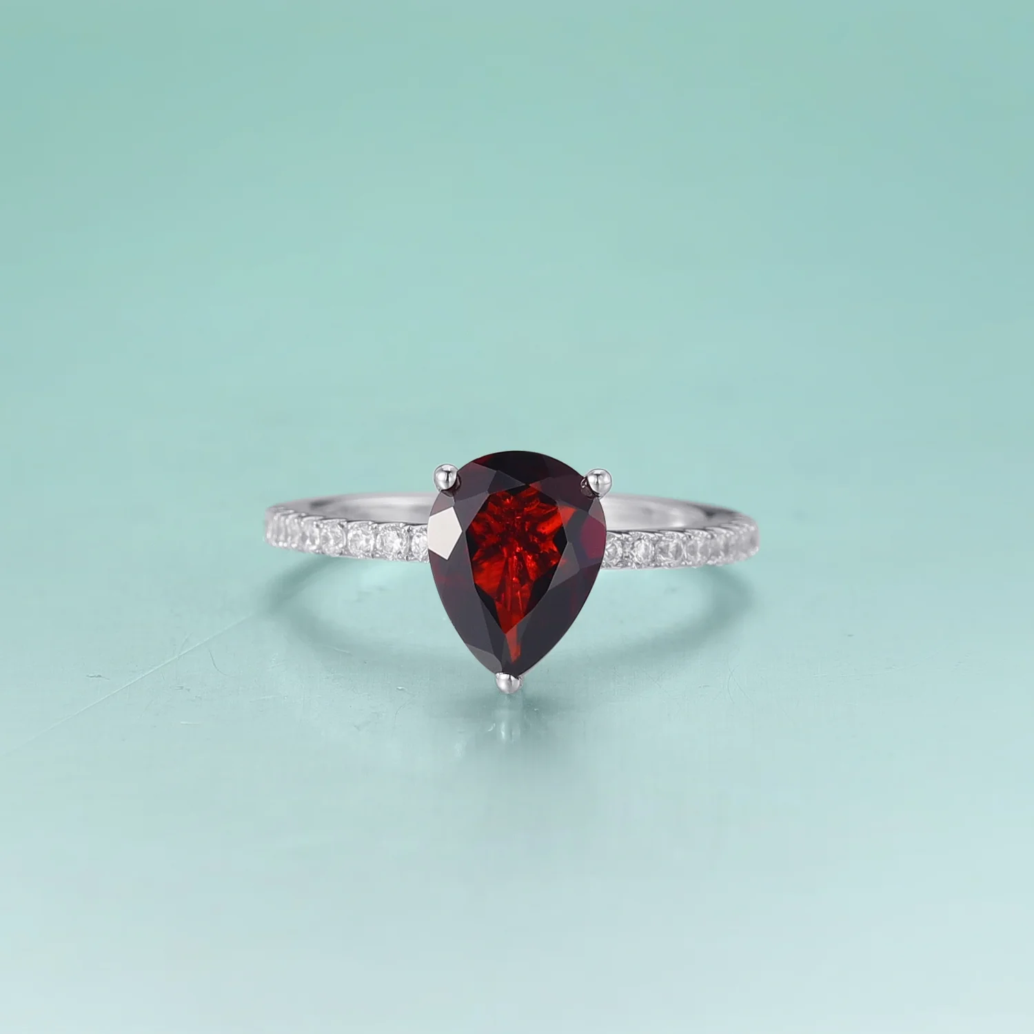 

Модные кольца GEM'S BEAUTY с натуральным гранатом в форме капли воды, серебряные ювелирные изделия, обручальное кольцо для женщин, подарок для де...