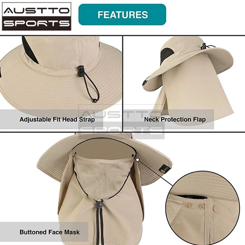 Шляпа для рыбалки мужчин и женщин шляпа с широкими полями защитой от УФ-лучей UPF50 +