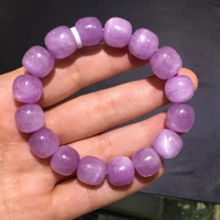 natural purple kunzite clear beads bracelet purple kunzite stone women men 13mm beads rare cat eye fashion jewelry aaaaaa