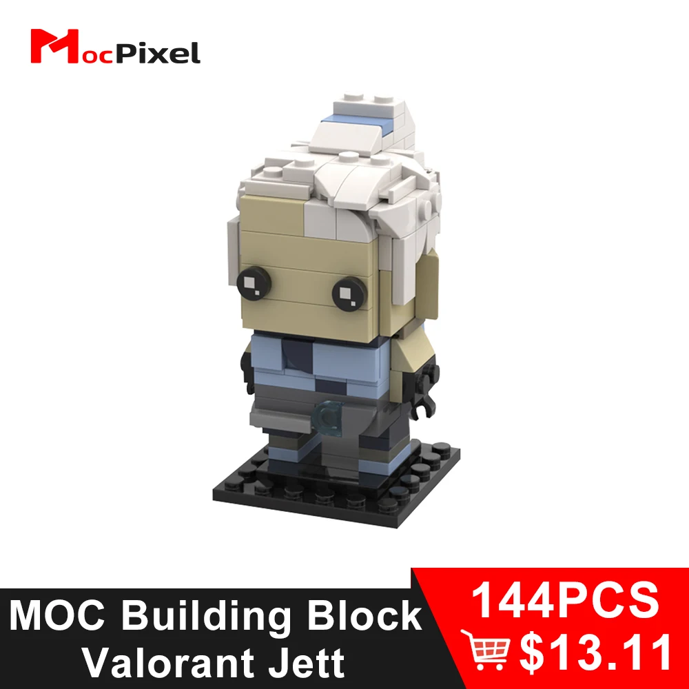 

MOCPIXEL Action Figures Building Blocks Valorant Jett Brickheadz MOC Assembling Bricks Children Toys 6 To 10 Years Gift For Girl