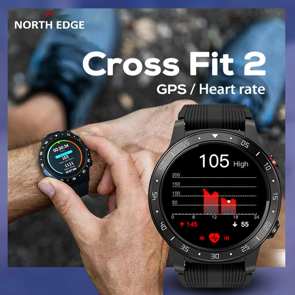 

2022 North EDGE GPS Смарт-часы мужские с компасом BT, отображением пульса, атмосферные спортивные часы с монитором высоты, крестообразно подходят для...