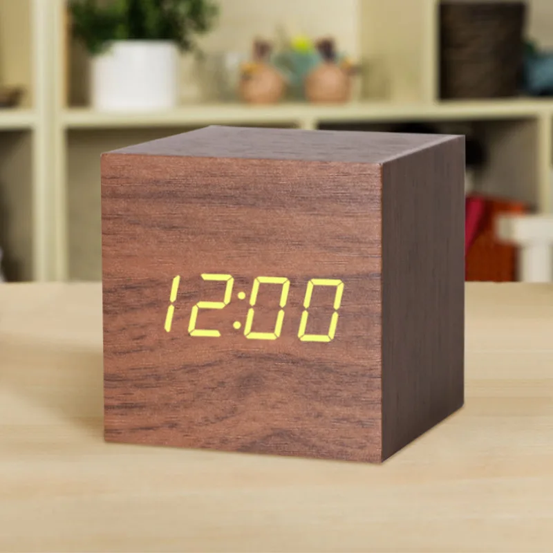 

1pc Clock Bathroom Alarm Clock LED Wooden Watch Table Voice Control Digital Despertador USB/AAA Powered Electronic Desktop