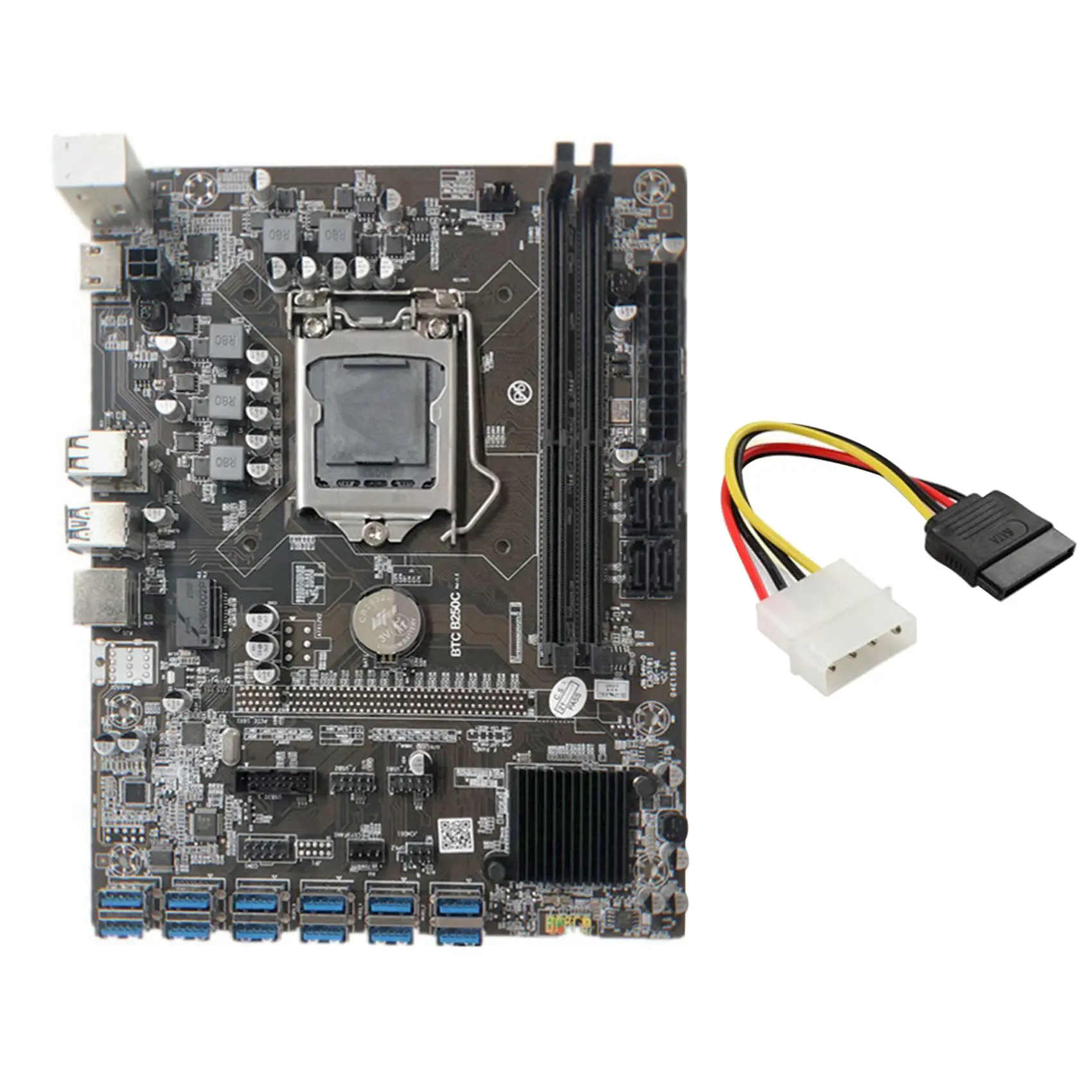 

Материнская плата для майнинга B250C с 4-контактным IDE кабелем SATA, 12 PCIE к USB3.0 слот GPU LGA1151, поддержка DDR4 RAM