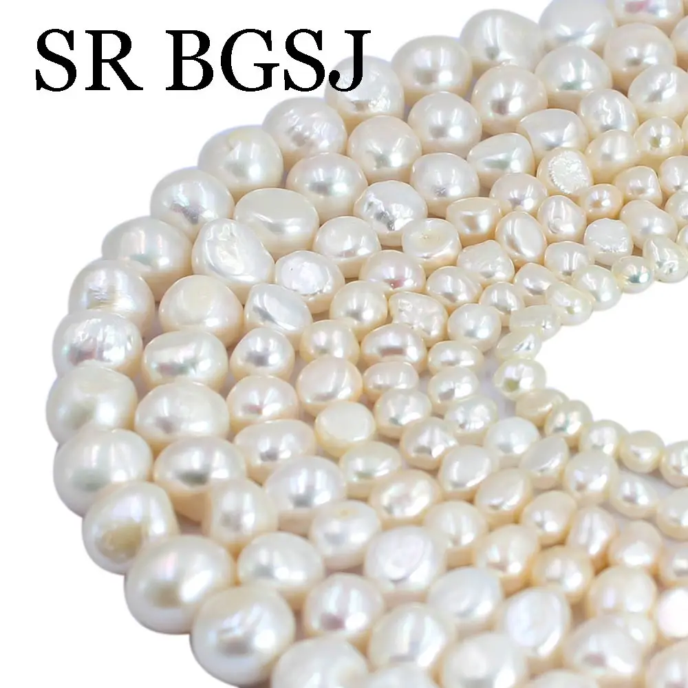 

4-11mm White Baroque Potato Natural Freshwater Pearl Smart Jewelry Accessories DIY Loose Jewelry Beads 14"