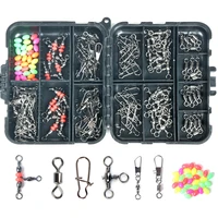 140pcs fishing accessories kit rolling swivels fishing beads barrel swivel duo lock snap for freshwater saltwater tackle