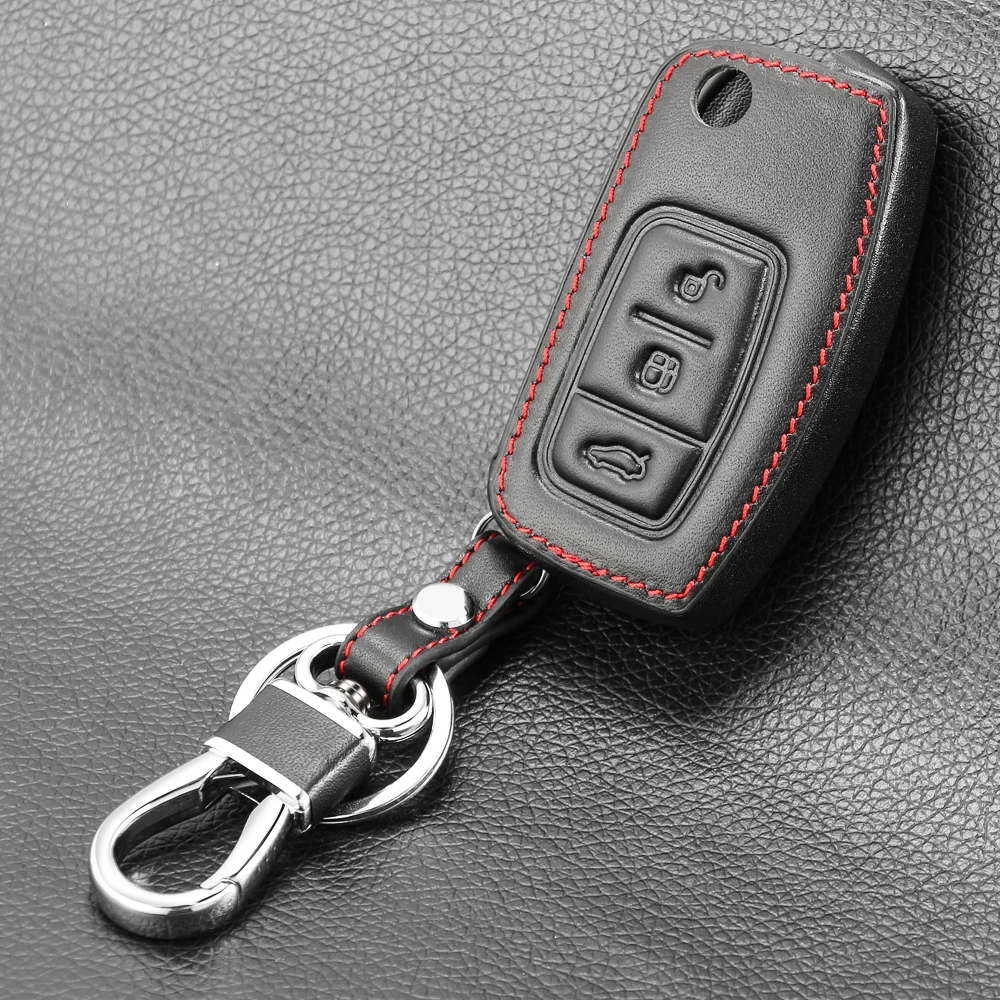 Кожаный чехол для автомобильного ключа с дистанционным управлением Ford Focus 2 MK2