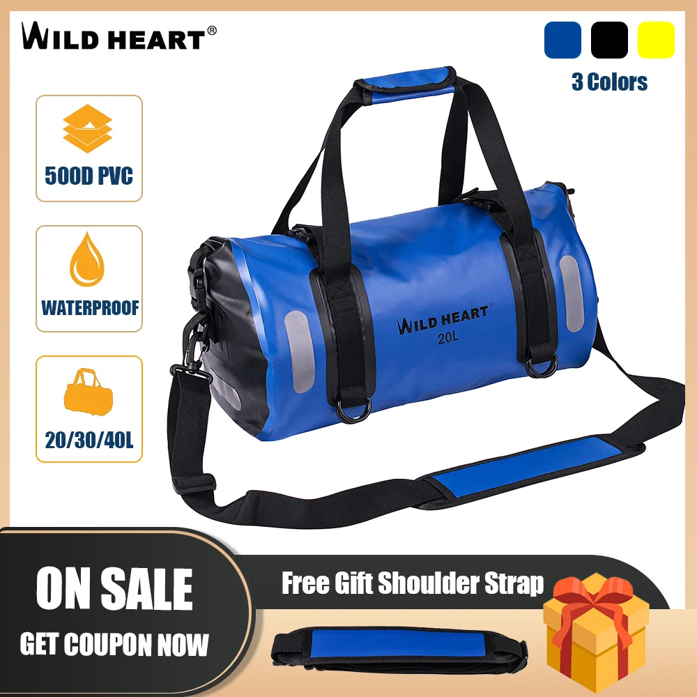 Free Shipping WILD HEART Waterproof Bag Duffel Bag  Waterproof Gym Bag Waterproof Travel Bag for Kayaking, Camping, Boating