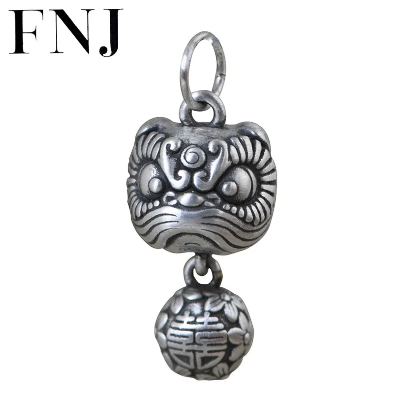 

FNJ 990 Silver Pendant Vintage Animal Taoti Original Pure S990 Silver Pendants for Jewelry Making Women Fine Flower Ball