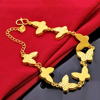 24k yellow gold butterfly shaped bracelets for women gold bridal bracelet bangles wedding anniversary fine gold jewelry gifts