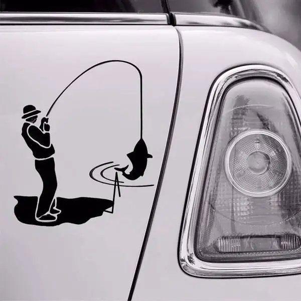 

Fish Holding Man Black Color 20 CM Sticker Adhesive