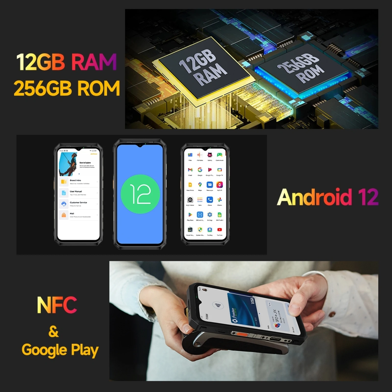 Ulefone Power Armor 18T Rugged Phone Global Version 12GB+256GB ROM Android 12 MTK Dimensity 900 5G Octa Core NFC Thermal Imaging