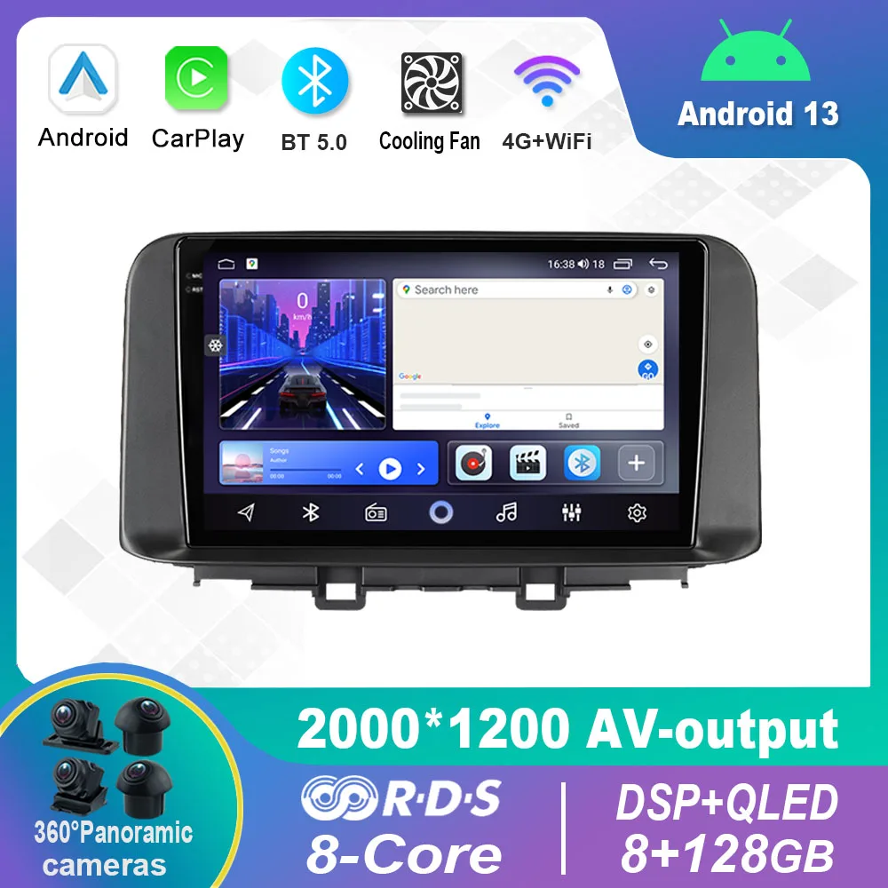 

9 Inch Android 12.0 For Hyundai Encino Kona 2018-2019 Multimedia Player Auto Radio GPS Carplay 4G WiFi DSP Bluetooth