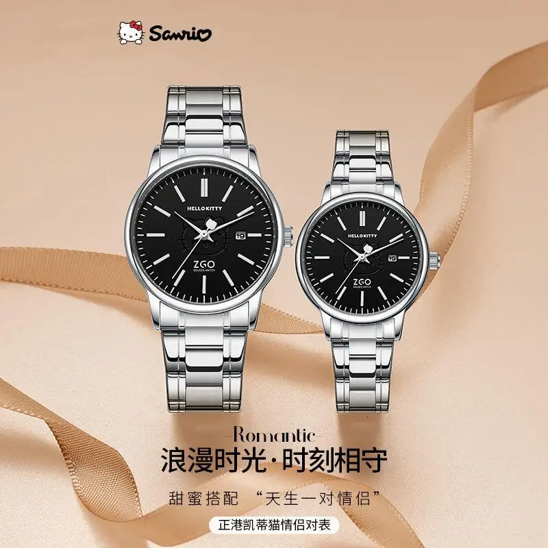 

NEW Original Sanrio Hello Kitty Lovers Watch Fashion Girl Quartz Watchs Steel Strip Calendar Ladies Wristwatch Hour Clock Gifts