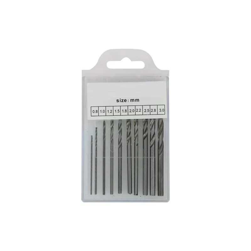 

10Pcs 0.8mm-3.0mm Mini Hand Drill W/ Keyless Chuck HSS Drill Bits Drill Chuck For Wood Plastic Rubber Drilling Hole DIY Tool