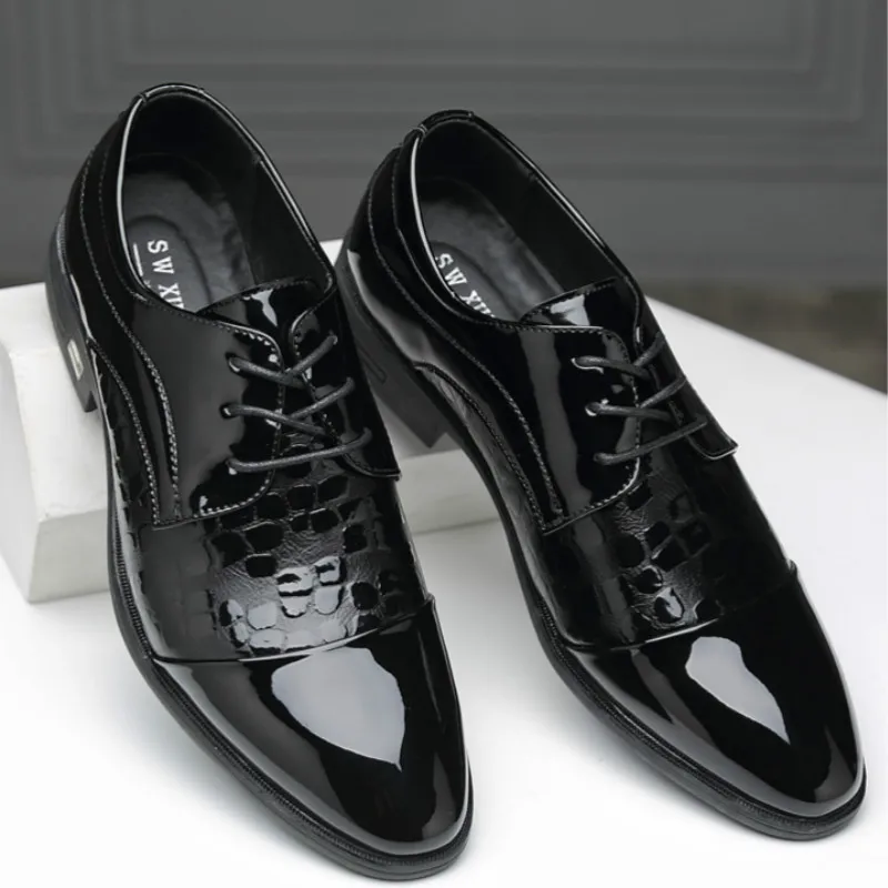 

Men Leather Shoes New Business British Lace Up Black Casual Breathable Dress