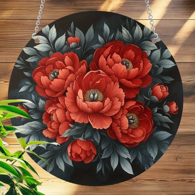 Akrylowy łapacz słońca z czerwonej róży - 5 9-calowy kwadratowy wystrój okna odblaskowy domu i ogrodu idealny na wakacje