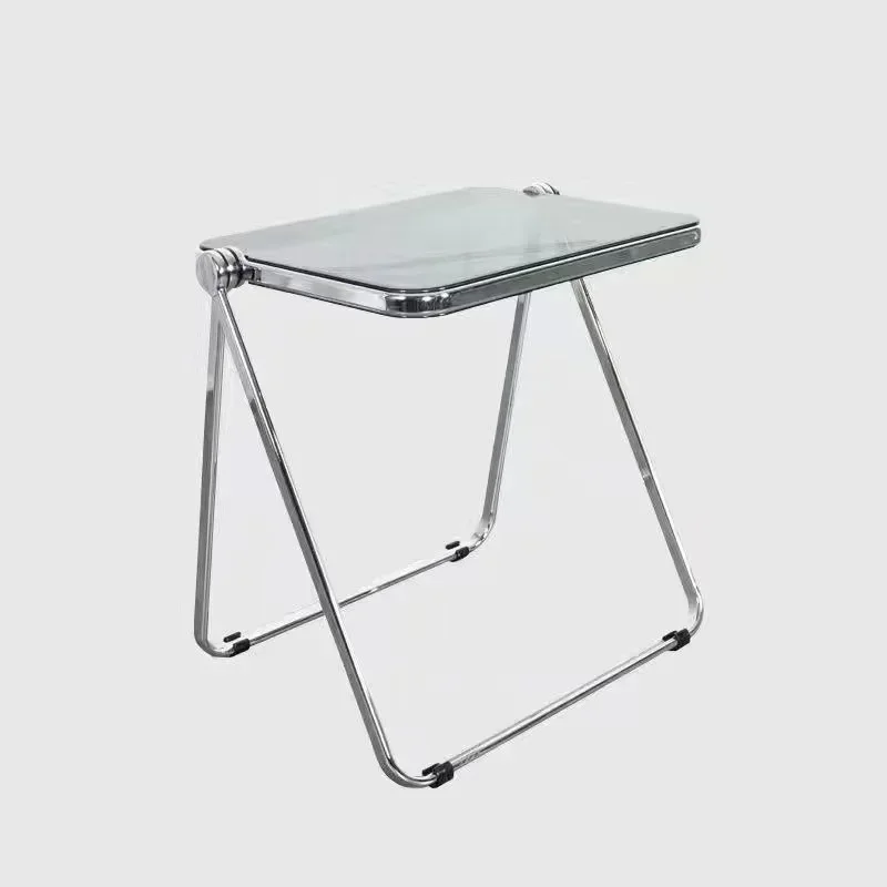 Складной стол прозрачный и стул комбинированный кофейный минималистичный