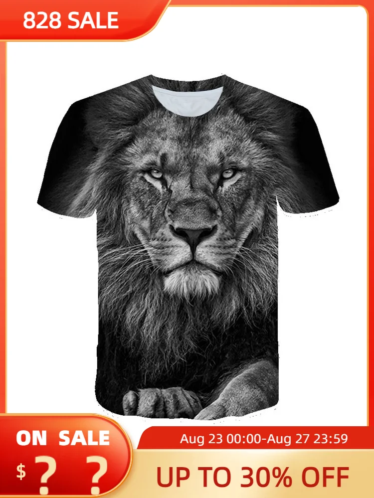 

Мужская футболка с 3d-рисунком, летняя повседневная футболка с рисунком короля леса и Льва, 2021