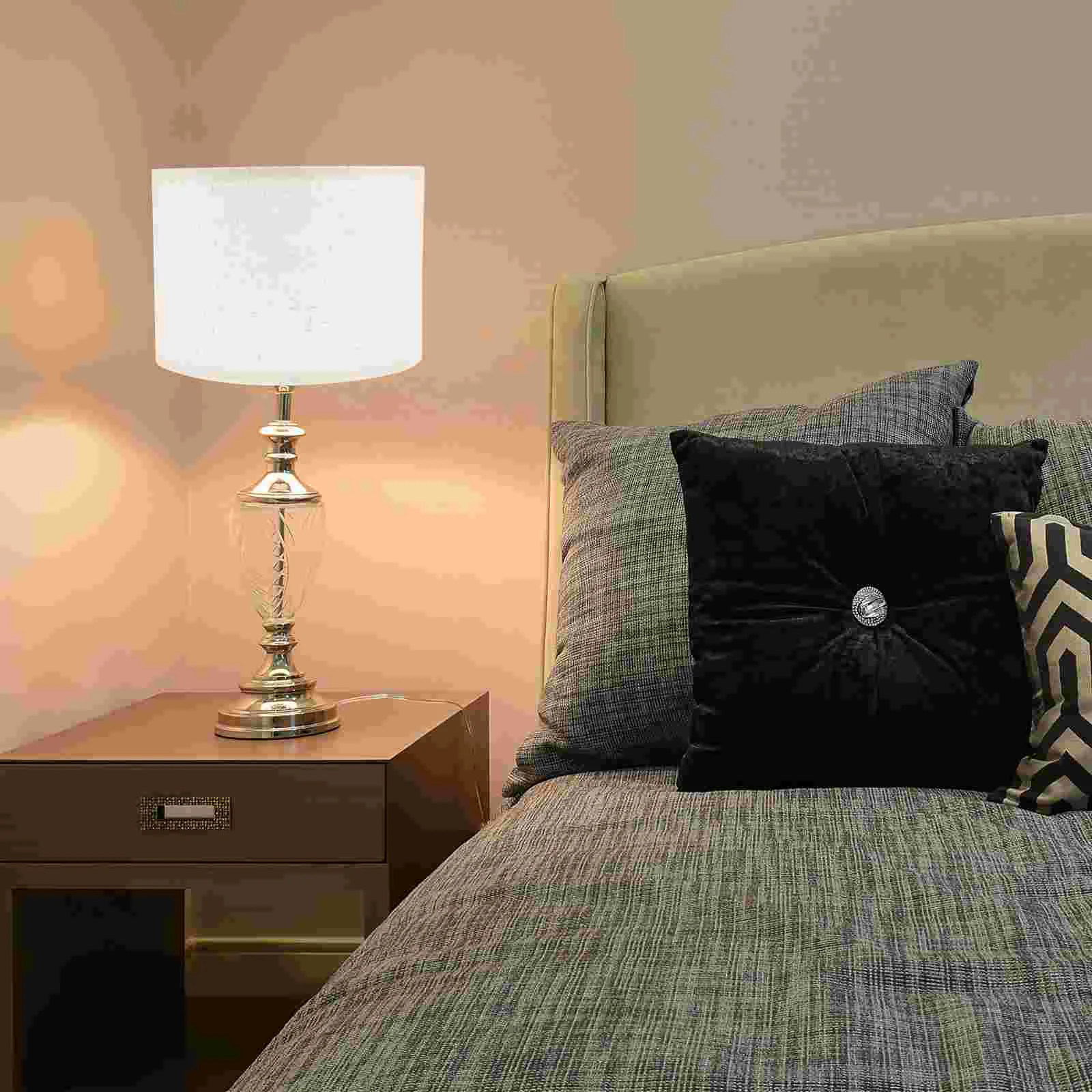 

Lamp Shade Lampshade Drum Light Table Shadesfloor Fabric Lampshades Linen Cover Bedside Cloth Lamps Detachable Clip