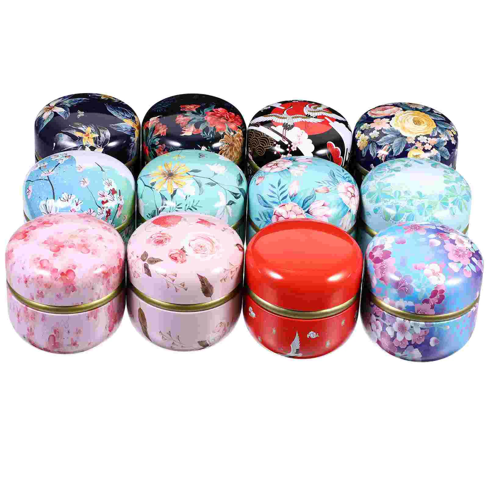 

12 Pcs Tea Candy Jar Boxes Cookies Packaging Candy Jar Candy Storage Case Japanese-style Decorative Cookie Case Metal Cookie Box