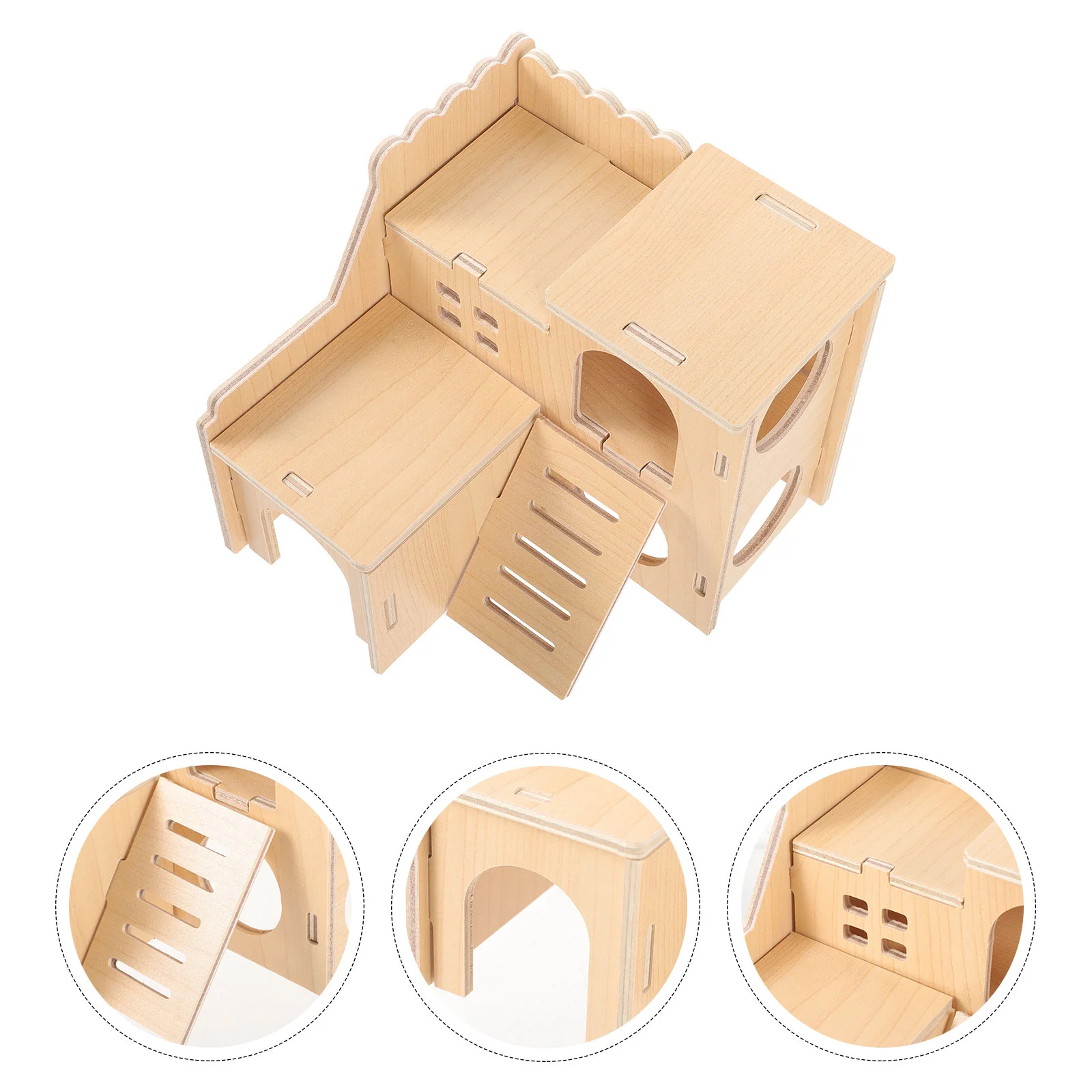 

Hamster Maze Chalet Wooden Rat House Platform Guinea Hut Cages Dwarf Hamsters