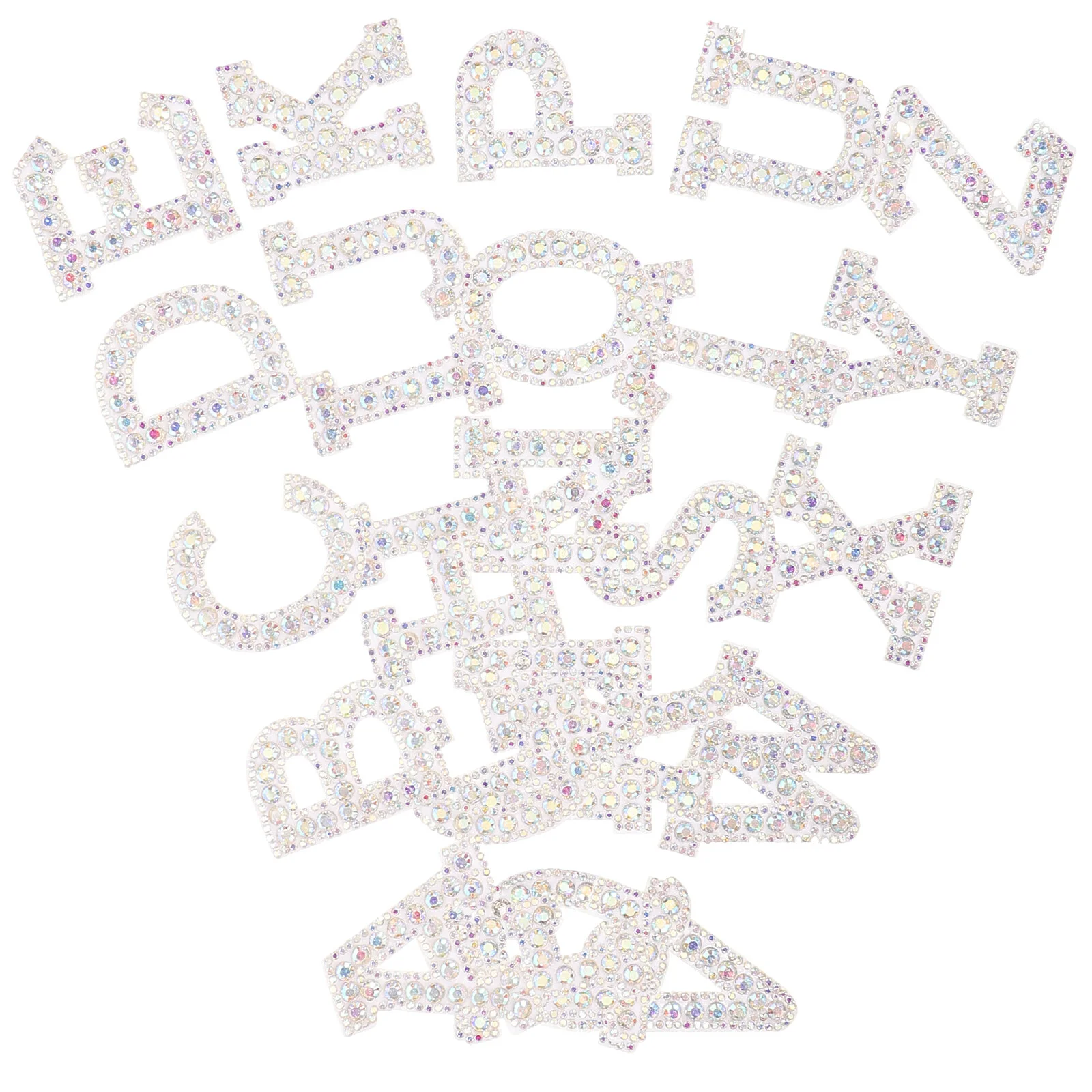 

26 Pcs Hot Picture Letter Stickers Rhinestones Melt Adhesive Letter Iron Patches Letters