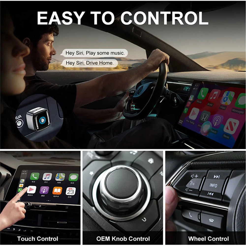 Фото Беспроводной адаптер Android Auto CarPlay с кнопкой, мини-бокс с USB-разъемом, Bluetooth, Wi-Fi, AI-бокс для iPhone и Android, B5 Wooboobox №5