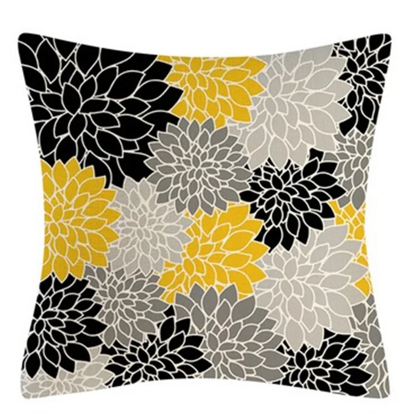 New Arrival Yellow Abstract Geometry Pillow Cases Kaleidoscope Flower Leaf Cover Garden Car Sofa Decor Pillowcase 45x45 |
