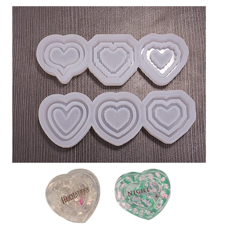 

124A Heart Keychain Charms Epoxy Resin Mold Casting Mold for DIY Crafts Making Tool