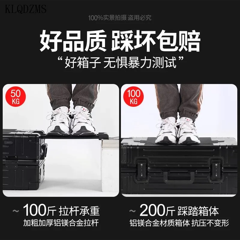 KLQDZMS 20’’24’’26’’29 Inch New Men's Full Aluminum Alloy Fashion Business Trolley Suitcase Removable Liner Retro Hand Luggage images - 6