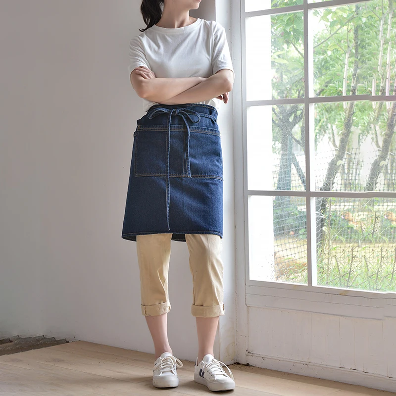 

Ковбойская юбка, джинсовый Карманный Фартук для парикмахеров, фартук для приготовления пищи, кофейного домика, чистящий холщовый мастер, фартук для кухни, аксессуары