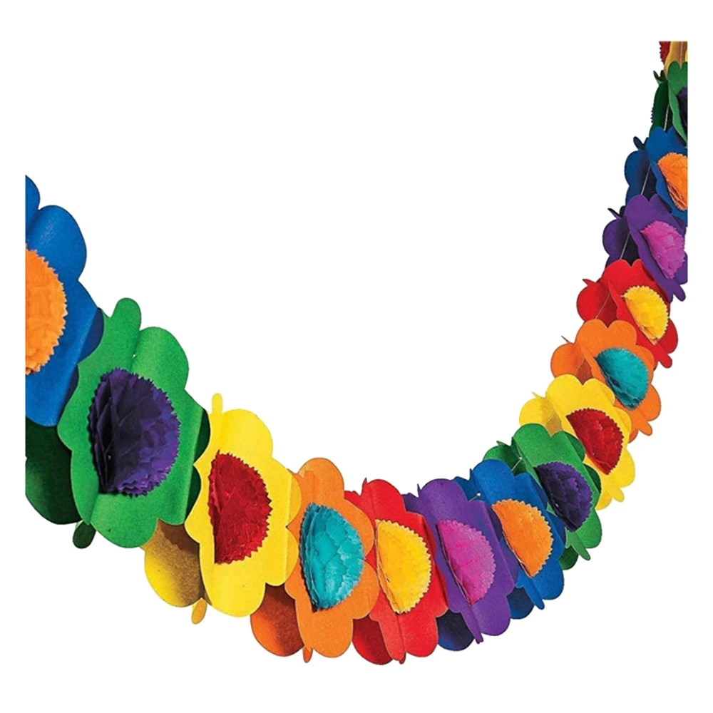 

Paper Garland Decorations, Mexican Banner Hibiscus Garland Flower Banner Tropical Paper Flowers Luau Party Decorations