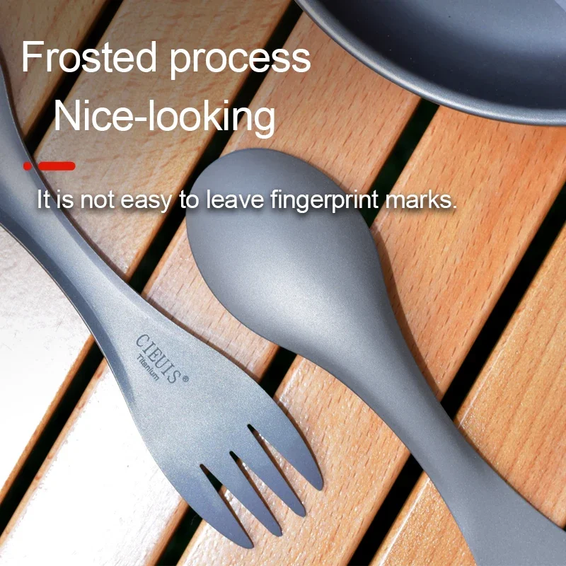 Ложка-вилка CIEUIS из титановой вилки 2 в 1 Ультралегкая портативная вилка 3-в-1 для