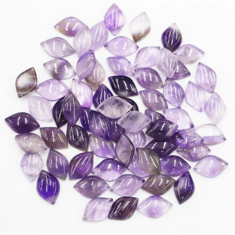 15*10MM Natural Stone Uruguay Amethyst Ornament Shaped Cabochon Home Decoration Exquisite Charm Ring Accessories Wholesale 30Pcs