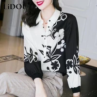 spring autumn streetwear fashion print single breasted shirt women elegant long sleeve all match blouse harajuku cardign blusa