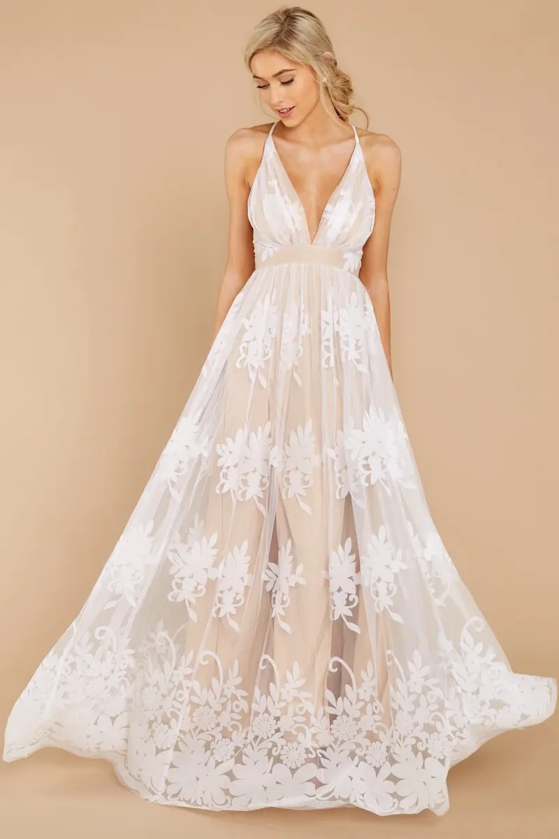 

Женское элегантное платье с вышивкой и V-образным вырезом, соблазнительное Тюлевое вечернее платье на бретелях с открытой спиной, 2022