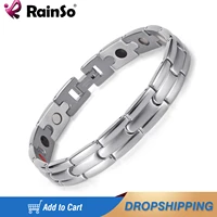 rainso brand 4 in 1 elements therapy power magnetic bracelet men jewelry stainless steel bracelet high quality osb 1250sfir