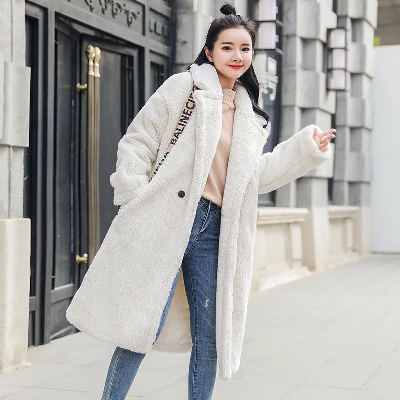 Winter New Coat Lamb Hair Medium Long Thick Mud Coat Women's Artificial Fur Coat Warm Jacket Plush Casual Loose Goddess Coat