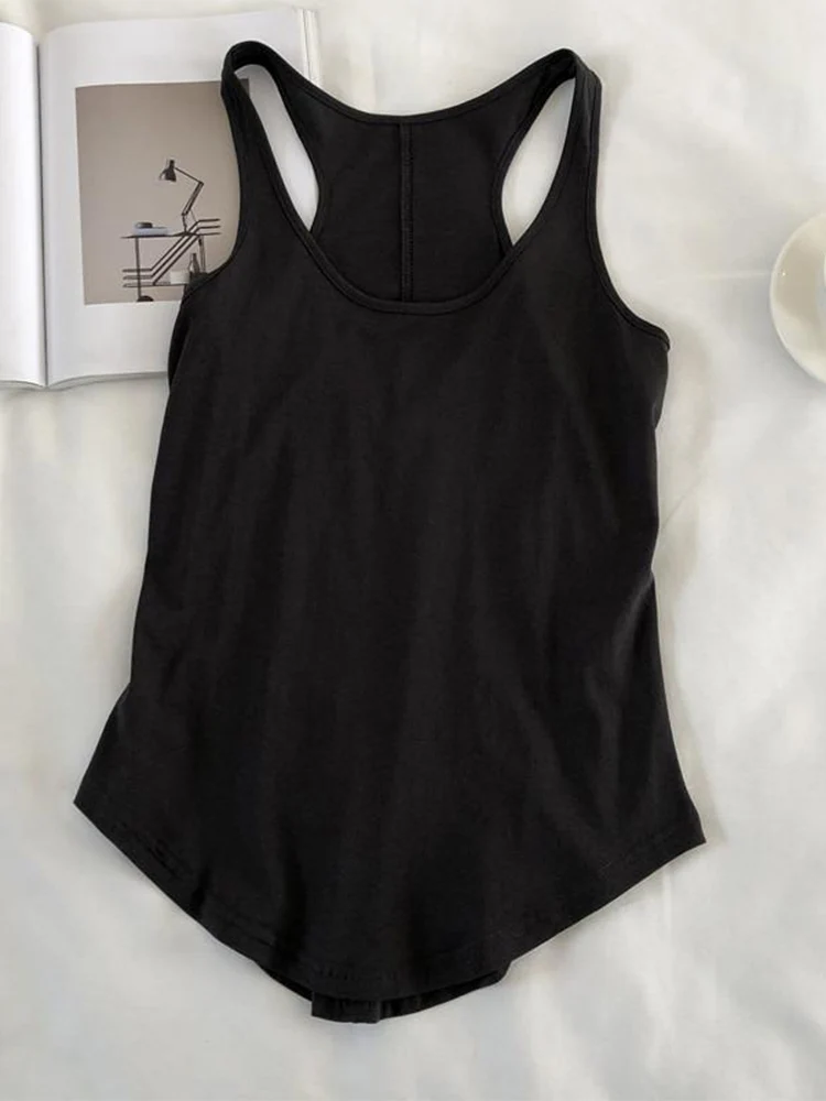 Асимметричные майки летняя черная Повседневная футболка с круглым вырезом без