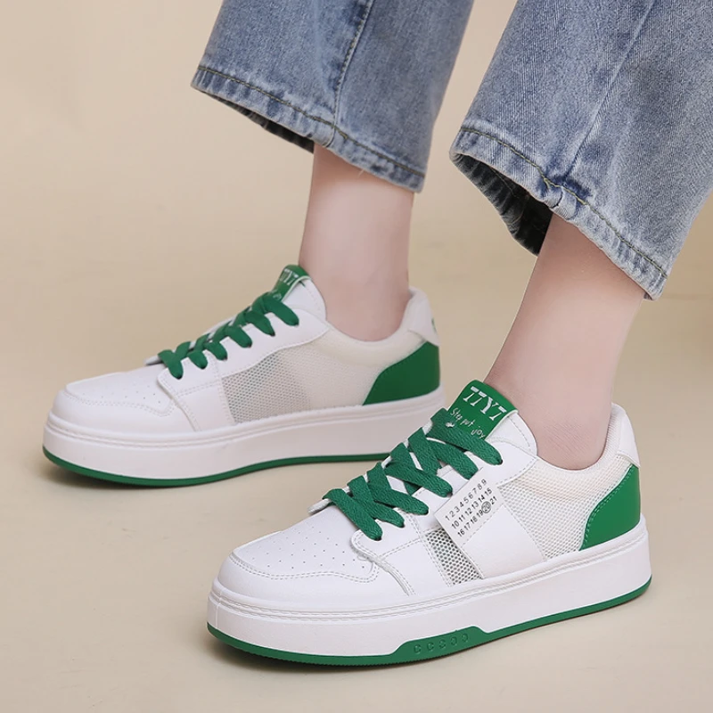 

Summer Fashion WoMens Breathable Skateboard Shoes High Quality Casual Shoes Women's Height Increasing White Shoes