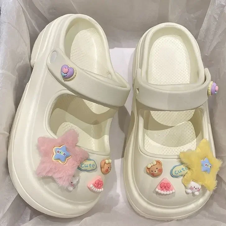 Милые сандалии из губки EVA со звездами нескользящая пляжная одежда на толстой